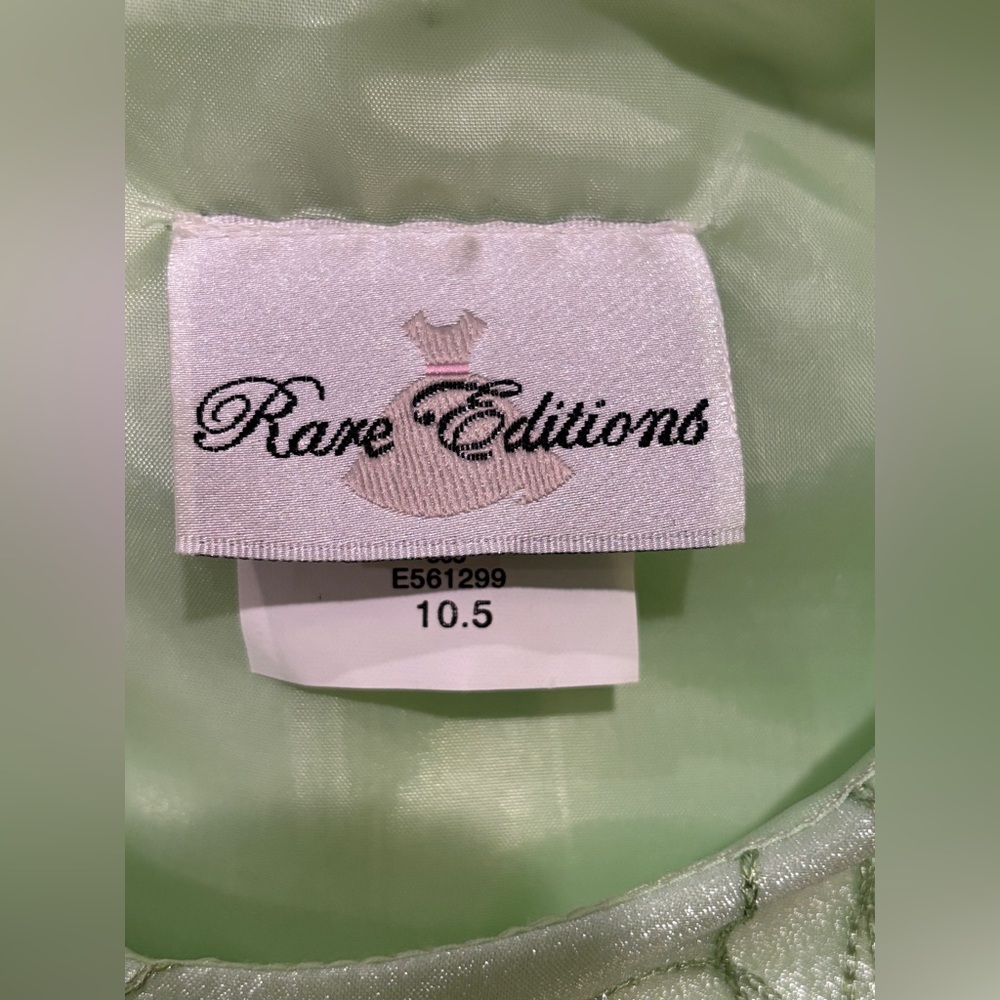 🐣Vintage Elegant Organza Green Floral Kids Dress - Size 10.5 🐣 - Picture 7 of 8